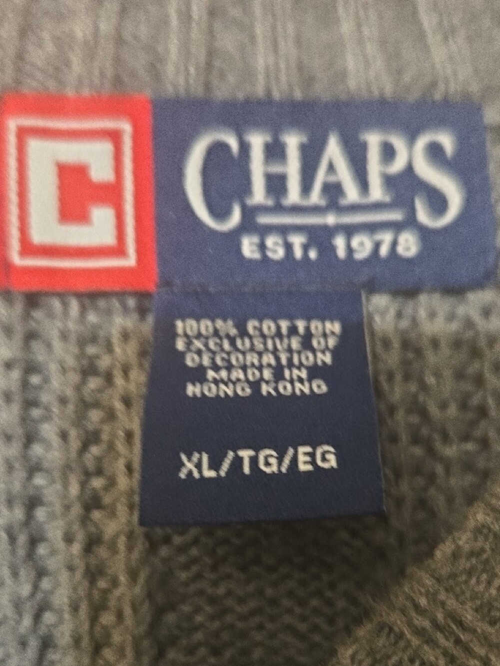 Chaps Gray Ribbed Crewneck Sweater - Picture 6 of 6